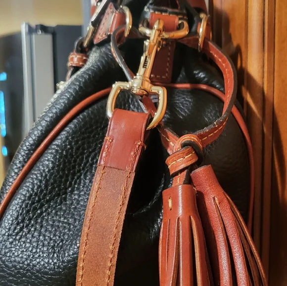 Dooney & Bourke Black and Brown Structured Leather Satchel - Picture 2 of 13